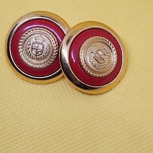 Liz Claiborne Red and Gold Earrings
